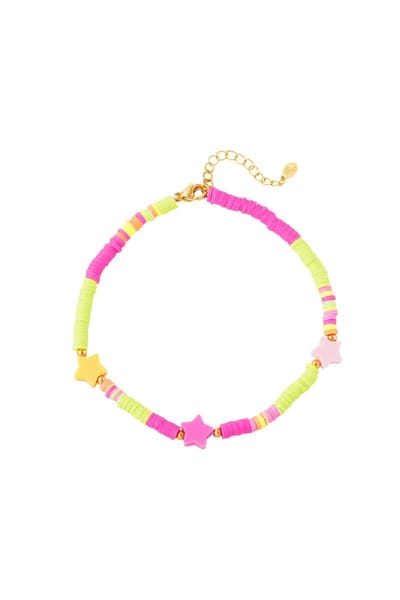 Moeder-dochter collectie neon sterren enkelbandje - Volwassene Rosé polymer clay