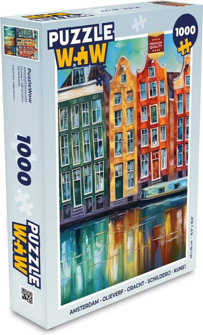 Puzzel Amsterdam - Olieverf - Gracht - Schilderij - Kunst - Legpuzzel - Puzzel 1000 stukjes volwassenen