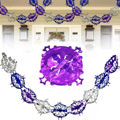 Gekleurde Folie Sterren Slinger Decoratie voor Kerstmuur of Plafond