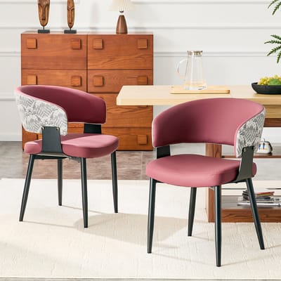 MIVRAY Eetkamerstoel Set Van 2 - Ergonomisch Met Armleuningen - Voor Eetkamer En Woonkamer - Kunstleer Rood