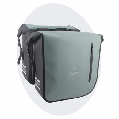 Voltano Dubbele Fietstas Rolltop Luxe E-bike - Zwart / Mintgroen - 48 Liter - 100% Waterdicht - Fietstassen Elektrische Fietsen