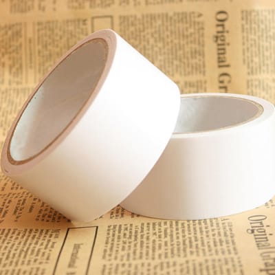 Paquet de Ruban Adhésif Double Face Blanc 40 mm Adhésif Double Face Forte Adhérence Collant Puissant Papeterie pour Bureau Maison beige
