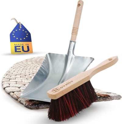 Stoffer en blik set handborstel Arenga & ELASTON BRISTLES stoffer en blik metaal zilver gegalvaniseerd stoffer en blik handveegset stoffer en blik set stoffer en blik bezem borstel en stoffer en blik