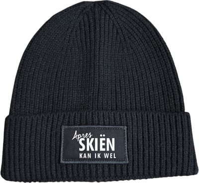 Après skiën kan ik wel wintermuts rib zwart | wit - soBAD. | Wintersport | Après ski verkleedkleren | Unisex | Heren en Dames Beanie