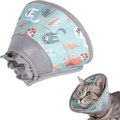 Verstelbare Zachte Katoenen Halsband voor Katten - Veilig, Comfortabel en Ideaal voor Genezing en Dagelijks Gebruik, Met Reflecterende Details en Verstelbare Maat