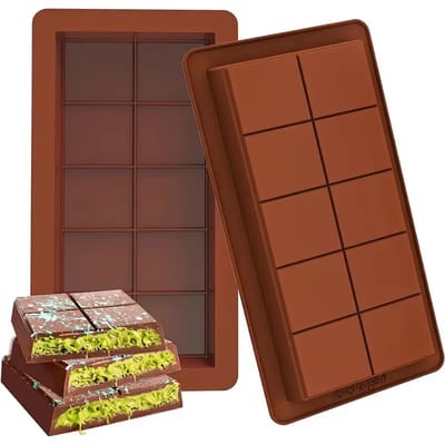 3 stuks siliconen chocolade mal – diepe rechthoekige bakvorm voor grote gevulde chocoladerepen, flexibele anti-aanbak chocoladevorm set, herbruikbare food-grade siliconen mallen voor thuisbakken en patisserie, DIY luxe dessert chocolade reep vorm