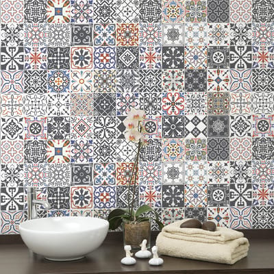 Zelfklevende tegelmuurstickers voor keuken en badkamer - 9 Keliana Azulejo tegelstickers - 9 stickers 10x10cm