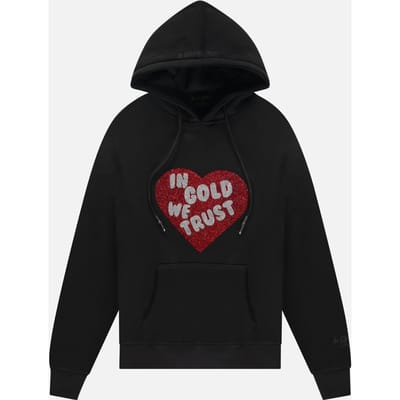 In Gold We Trust The Valentine Jet Black Maat: L | Hoodies Outlet | Unisex | Zwart