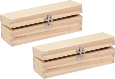 Glorex hobby schatkistje met sluiting en deksel - 2x - hout - 17 x 5 x 5 cm - Sieraden/spulletjes/sleutels - Opberg kistjes