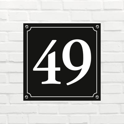 Huisnummerbord Mat zwart Deluxe - Nummer 49 - incl. bevestiging