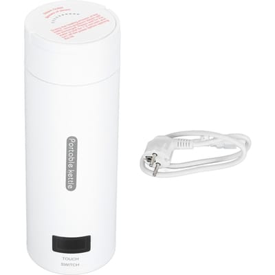 Bouilloire Électrique Portable en Acier Inoxydable Lait Café Thé Eau Chaude Multifonction pour Voiture Voyage 500ml EU PLUG white