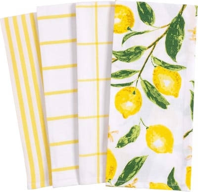 Set van 4 Keukendoeken Katoen met Citroenprint | 45x71 cm | Absorberend en Stijlvol