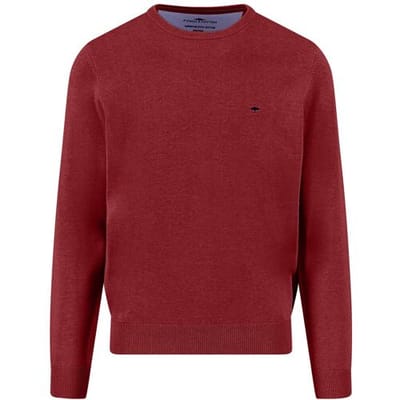 Fynch-Hatton Trui O-Neck Superfine Cotton Uni Color Garnet Red / male