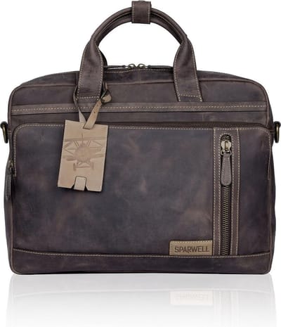 Sparwell Thoughtful Theo Leren laptoptas 15 inch | Bruin