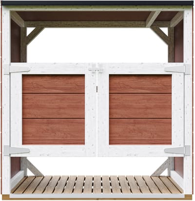 Timbela M980A-REDWOOD RED - LP SmartSide Kliko ombouw - 2x240L - met deuren - container ombouw hout
