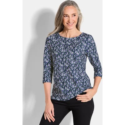 Gedessineerd shirt van zachte jersey - paars / gedess. - Gr. 38 van Goldner Fashion