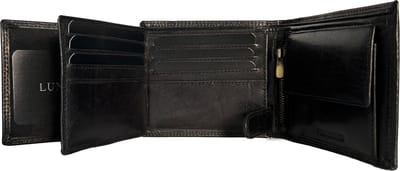 Lundholm Portemonnee heren luxe leer RFID anti-skim - Sundsvall serie portefeuille heren leer - mannen cadeautjes geschenk cadeau voor man Billfold Zwart