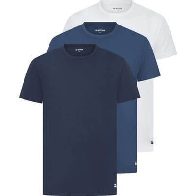 G-Star Heren Ondershirt Bamboe COVE T-shirt Ronde Hals 3-Pack Effen Blauw/Wit/Navy - Maat M