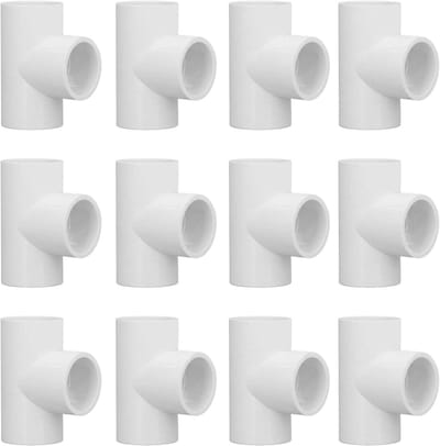 PVC buisschroefverbindingen, 12 stuks T-vormige 90 graden hoekbuisverbinders, 25 mm diameter - rechthoekige buisconnector