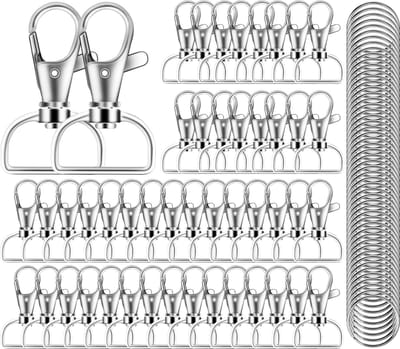 40 Stuks Karabijnhaak met 40 D Sleutelringen Zilver - Musketonhaak Sleutelhanger - Keychains voor Volwassenen - Sieraden Maken Mini Musketon ringetjes - Auto Klein Carabiner Sleutel Hanger, Houder - DIY Karabijn Haak Ringen - Karabijnsluiting Hobby