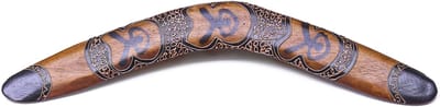 Boemerang Human 40 cm – Handgeschilderde Houten Boemerang met Aboriginal Symboliek