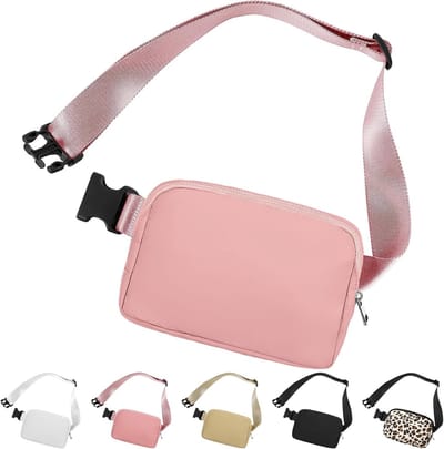 Verstelbare Heuptas voor Heren en Dames, Ideaal voor Wandelen, Fietsen en Reizen, Roze, One Size, Stijlvolle Sling Bag