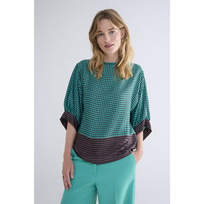 Summum Woman Top Border Print Peacock Size: 34 | Blouses Outlet | Dames | Blauw