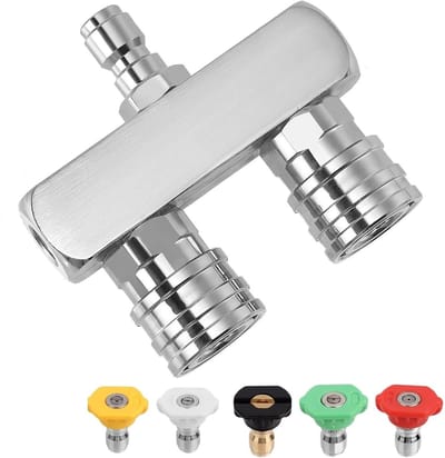 Dual Turbo Nozzle voor Hogedrukreiniger, 5000 PSI Spuitmond met Snelle Aansluiting en 5 Extra Spuitmond Tips