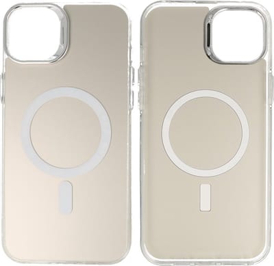 Magsafe Hoesje Geschikt voor de iPhone 16 - Magnetic Fashion Backcover Telefoonhoesje - Wit / Zilver