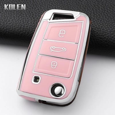 Voor Vw Polo Skoda Octavia A7 Kodiaq Seat Ateca Leon Golf 7 Mk7 Vii Tiguan Tpu Auto Klapsleutelhoes Afdekking Beschermde Sleutelhouder Accessoires gray