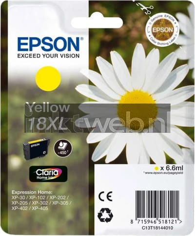 Epson T1814 nr. 18XL inktcartridge geel hoge capaciteit (origineel)
