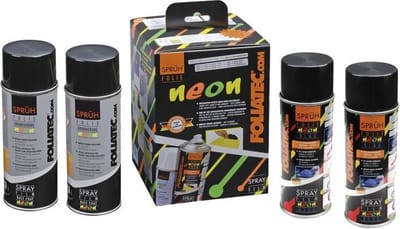 Foliatec Spray Film (Spuitfolie) NEON 4-delige Set - blauw 2x400ml + basislaag 2x400ml