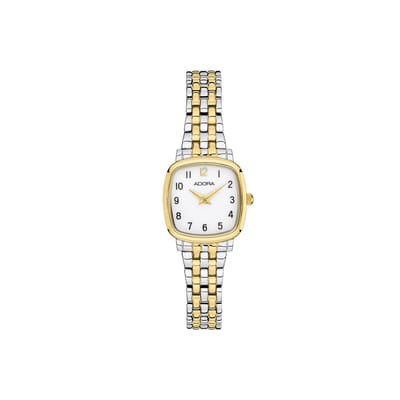 Adora AT5691 Dameshorloge Goud/Zilver – Luxe Smal Horloge met Roestvrijstalen Band – 21 mm Elegante Wijzerplaat