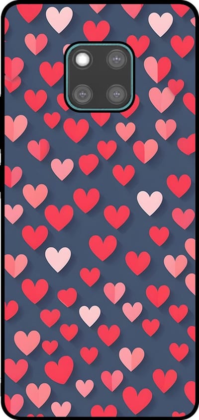 Smartphonica Telefoonhoesje Geschikt voor Huawei Mate 20 Pro met Roze en Rode Hartjes Opdruk - TPU Backcover Case With Rosé and Red Heart Design geschikt voor Huawei Mate 20 Pro