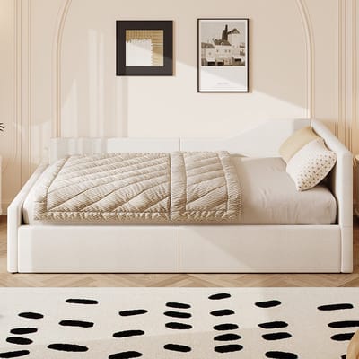 Pugsdrly Gepolsterte dagbed 140x200 met opbergruimte onder, beige