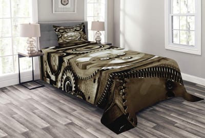 ABAKUHAUS – Industriële bedspreien set sepia – 170x220 cm, kussenhoes
