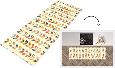 Keukenloper - Loper keuken - Bladeren - Jaren 50 - Patroon - 150x50 cm - Keukenloper vinyl