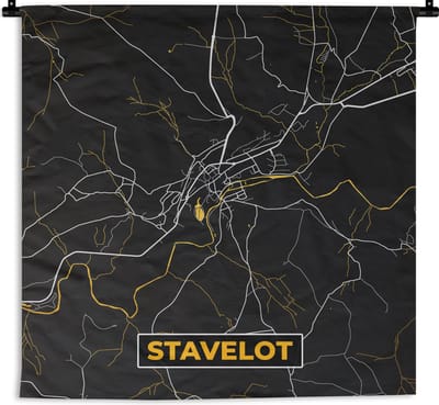 Wandkleed - Wanddoek - Stavelot - Kaart - Stadskaart - Goud - Plattegrond - 180x180 cm - Wandtapijt