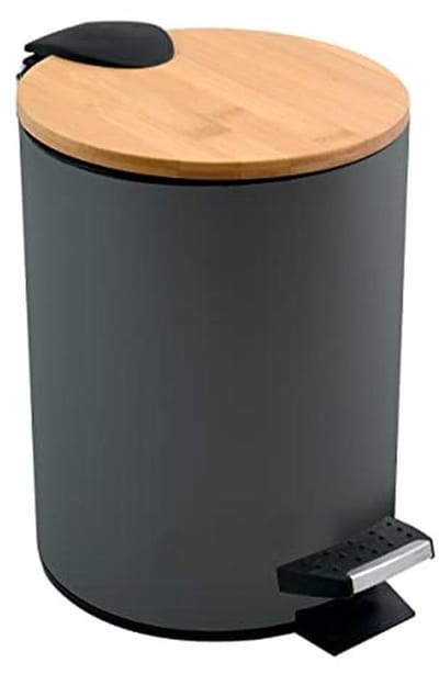 Moderne Afvalemmer voor Badkamer - 3L, Roestvrij Staal, Bamboe, Softclose Mechanisme