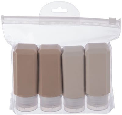 Reisflesjes in Doos Silicone 5 delig - Reisflessen - Reiscontainers - Toiletartikelen - Reisflacons - Flessen voor Shampoo - Crème Conditioner - Spoeling - Cosmetica
