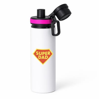 Hacebo® - super dad waterfles met draaidop roze - Vader - papa - Vaderdag - cadeau - verjaardag - kado - water fles - 850ML