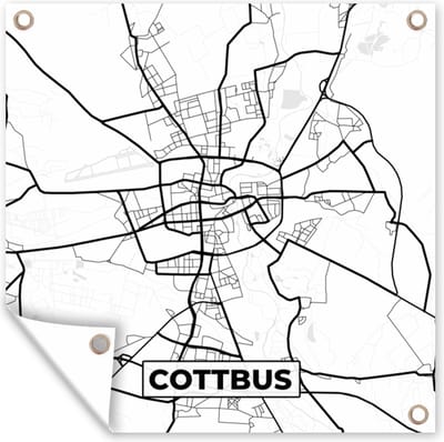 Tuin poster Cottbus - Plattegrond - Kaart - Stadskaart - 200x200 cm - Tuindoek