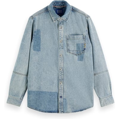 Scotch & Soda Customised Denim Over Shirt — Art From The Heart Taglia: XXL | Maglie a manica lunga Outlet | Uomo | Blu