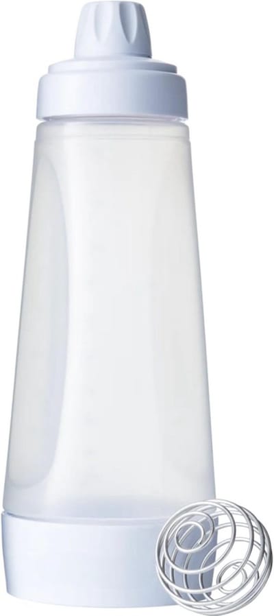 Pasta dispenser fles met mengbal voor pannenkoeken, blinis en wafels - gietopening, maatbeker, shaker