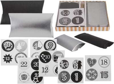 Dailygoods- Adventskalender Set - 24 Kussendozen - Doe-het-zelf - Cijferstickers - Jute Koord - Creatief Vullen - Doe-het-zelf Kalender