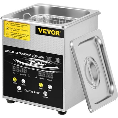 VEVOR 2L verbeterde ultrasoonreiniger (100W verwarmingselement, 60W ultrasoon) Professionele digitale laboratorium ultrasoon onderdelenreiniger met verwarmingstimer voor het reinigen van sieraden, brillenonderdelen