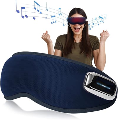 Draagbare Oogmassager met Bluetooth Muziek, Warmte- en Koelfunctie, Vibratiemassage en Oplaadbare Batterij voor Ontspanning en Vermindering van Oogvermoeidheid