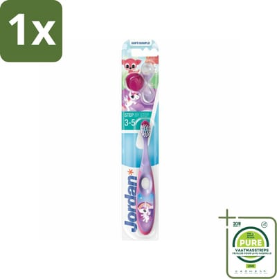 1 x Jordan Tandenborstel Step 2 (3-5 jaar) - Tandenborstel Kinderen 3-5 Jaar - Melktanden Poetsen - Kindertandenborstel - Tandenpoetsen Voor Kinderen - Zachte Tandenborstel