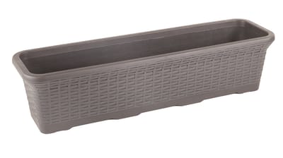 Rieten balkon bloembak 16.5L antraciet kunststof rotan 723x20x18 met drainage