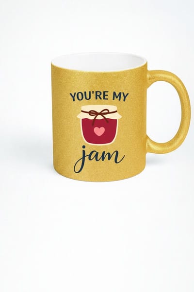 Gouden Glitter Mok 'You're My Jam' | Liefdevolle Jampot Cadeau Mok